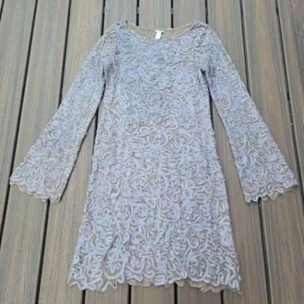 Sundance Pure Elegance Applique Shift Dress bohemian style bell sleeves Med